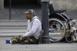 Invalider Bettler in Budapest, Ungarn, 2013